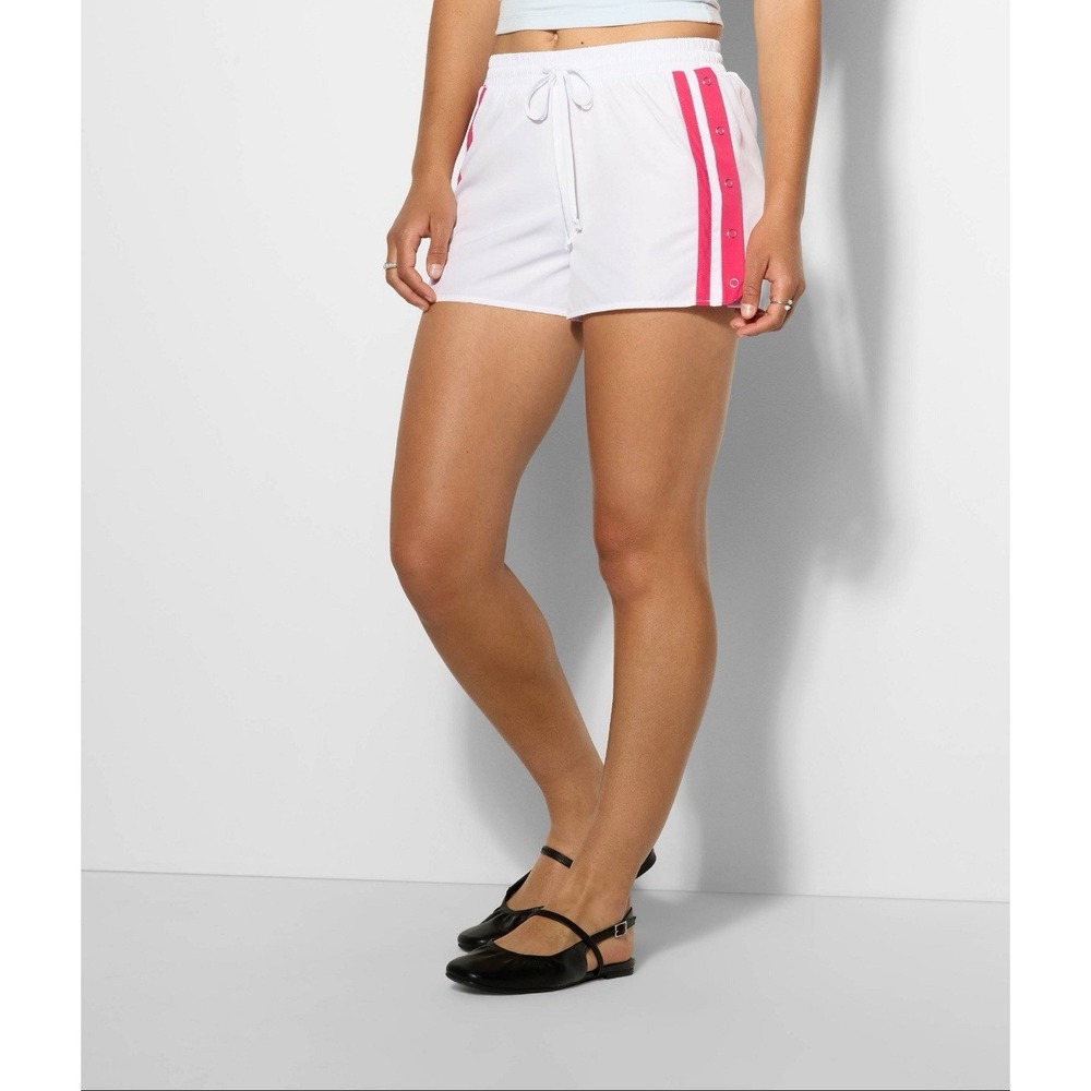 NEW Wild Fable Women's Track Jogger Athletic Shorts White/ Red Stripes Size XS